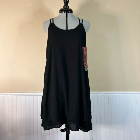 CECICO Black Layered Georgette Slip Dress | Size Small - Picture 1 of 9